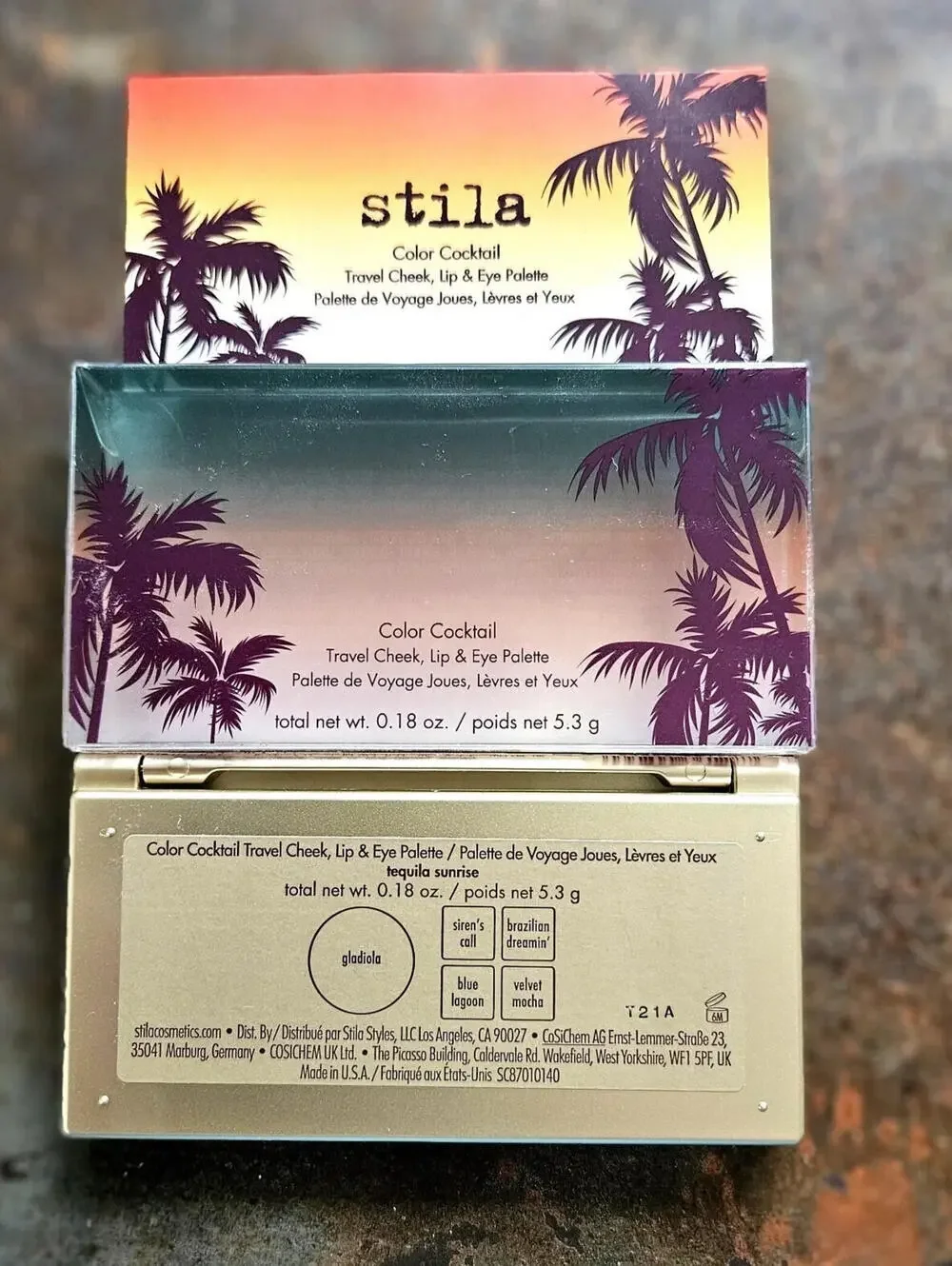 Stila Color Cocktail Cheek,‎ Lip & Eye Palette TEQUILA SUNRISE .18oz ttl. NIB!
